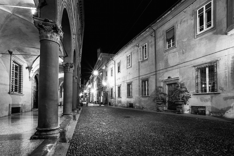 Bologna street by night. 