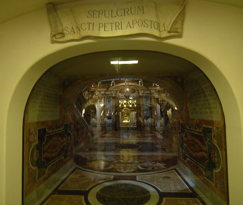 The tomb of Saint Peter, in the Grotte Vaticane