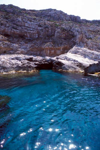 Secluded rock beach in Levanzo