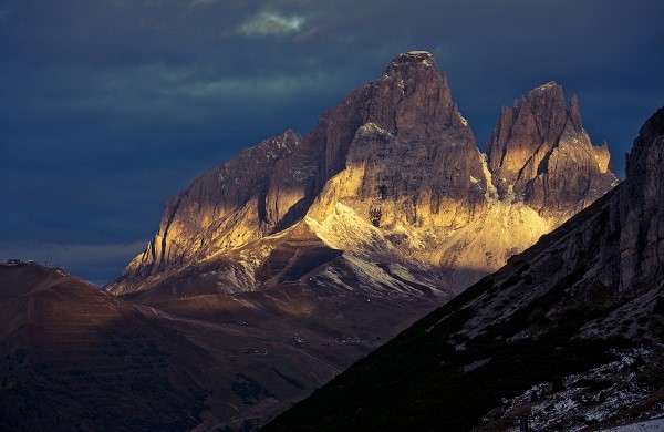 Sunrise in the Dolomites in a September morning