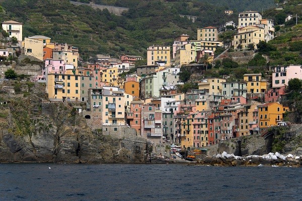 Italy viewed from the sea: Riomaggiore, Cinque Terre