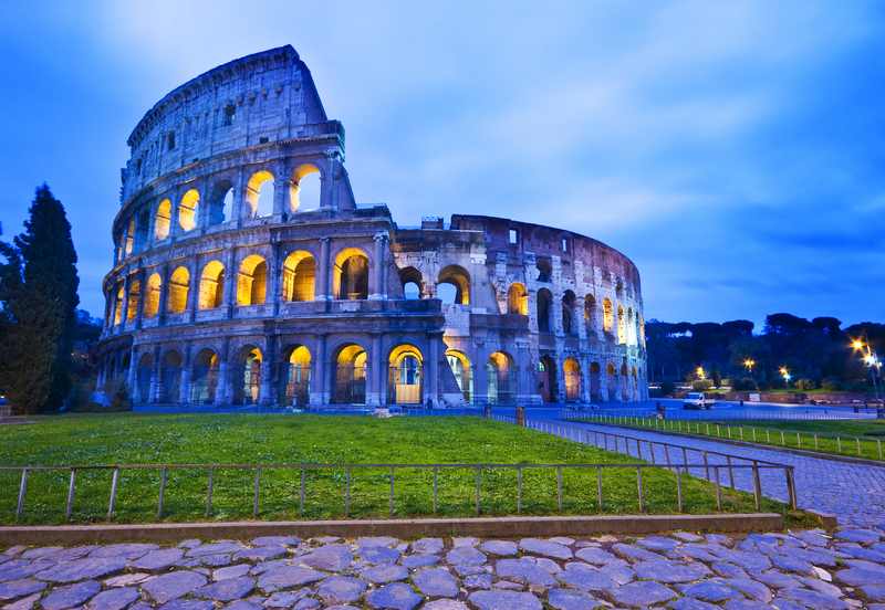 The Coliseum in Rome, Italy by night