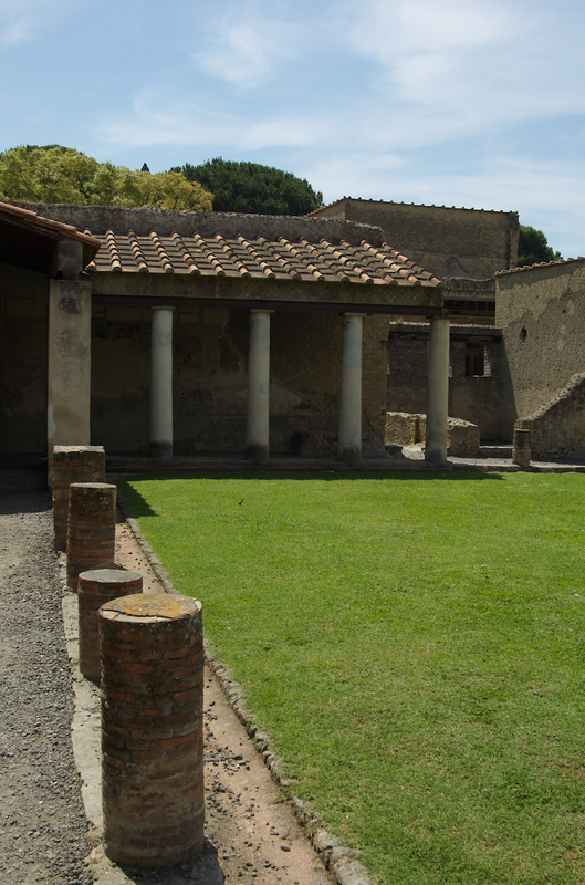 Archeological Area of Herculaneum: The forum or garden of a Roman villa