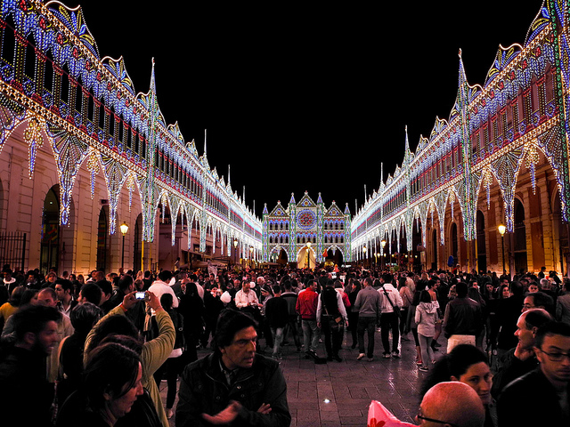 San Nicola di Bari's cathedral and square during the Sagra di San Nicola