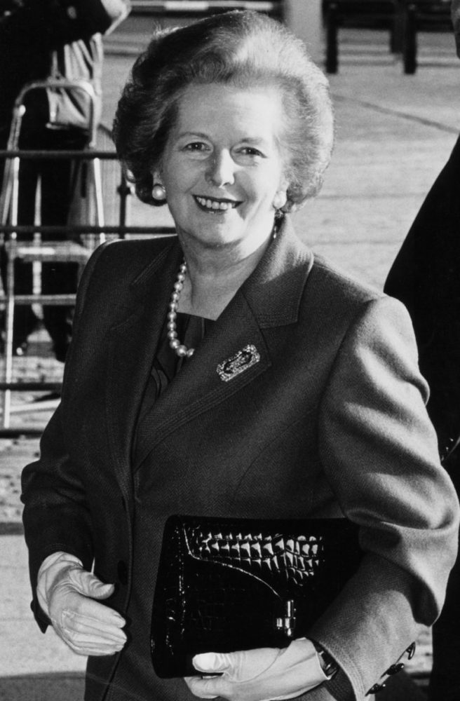 Margaret Thatcher Carrying Ferragamo Handbag