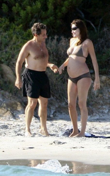 Carla Bruni-Sarkozy Baby Bump with Nicolas Sarkozy