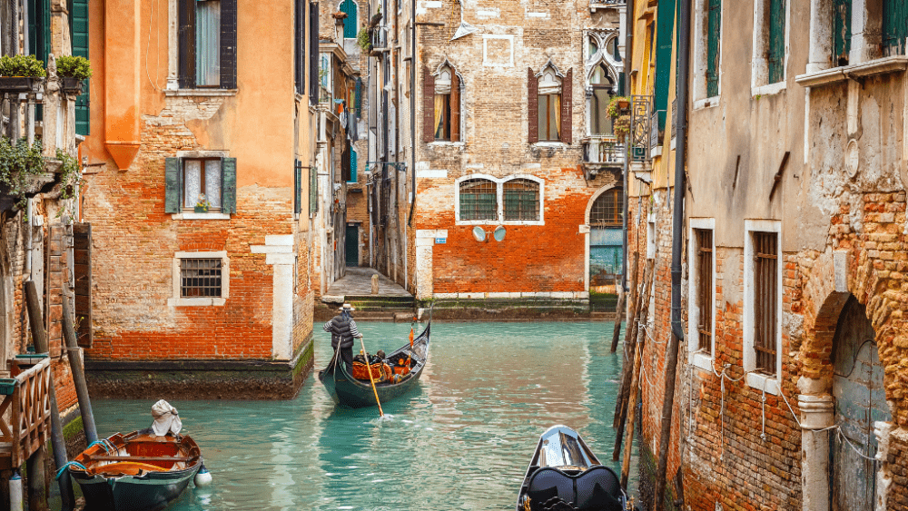 Venice lagoon canal gondola