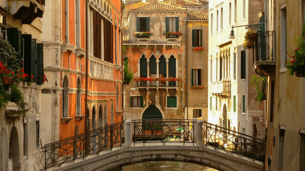 venice canal bridge view 